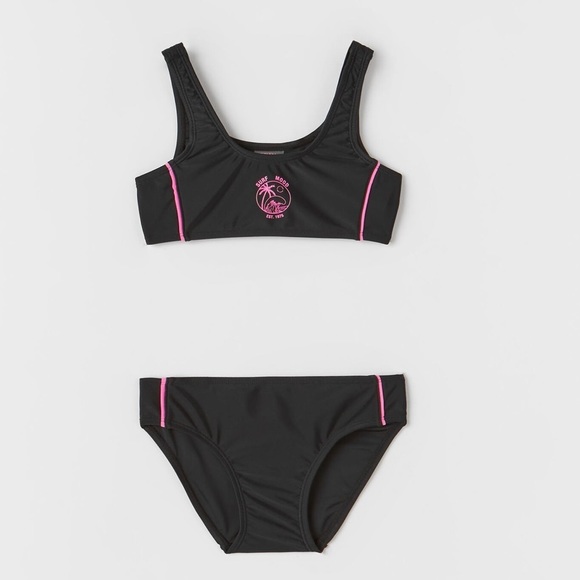 NWT. Zara Kids Black Surf Mood Bikini. Size 11-12.